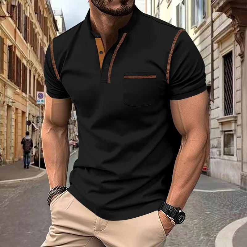 Étienne - Polo Slim Fit Manches Courtes Homme – Noir