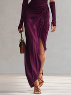 Isadora™ — Robe maxi drapée une épaule