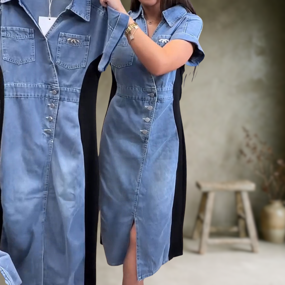 Julce | Robe décontractée en patchwork de denim