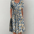 Marine - Robe Fleurie Décontractée Femme