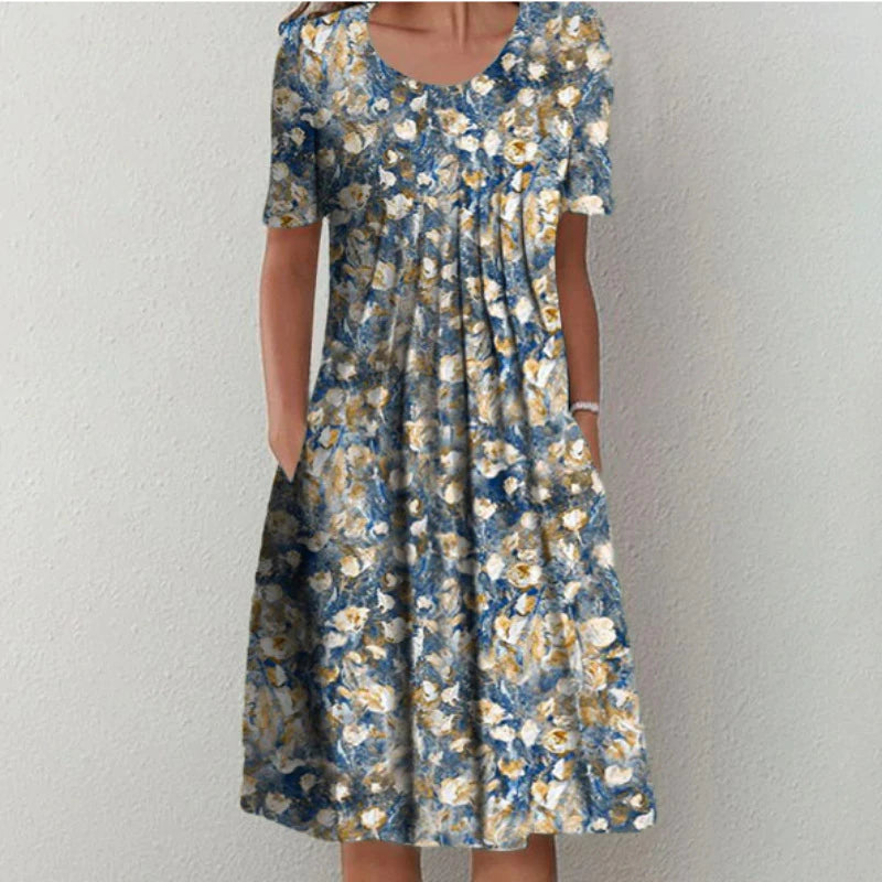 Marine - Robe Fleurie Décontractée Femme