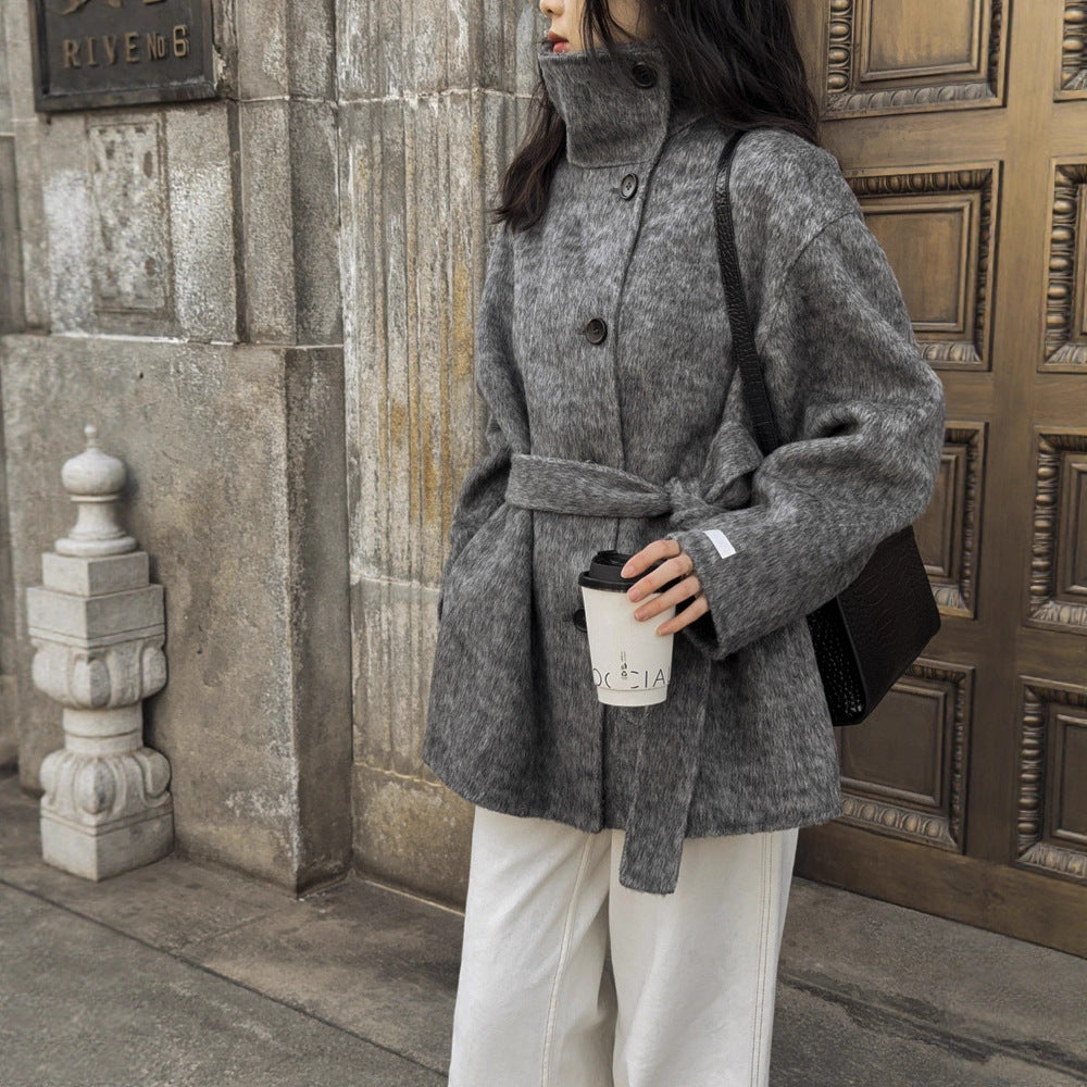 Manteau Femme Mi-Long en Laine & Cachemire à Ceinture