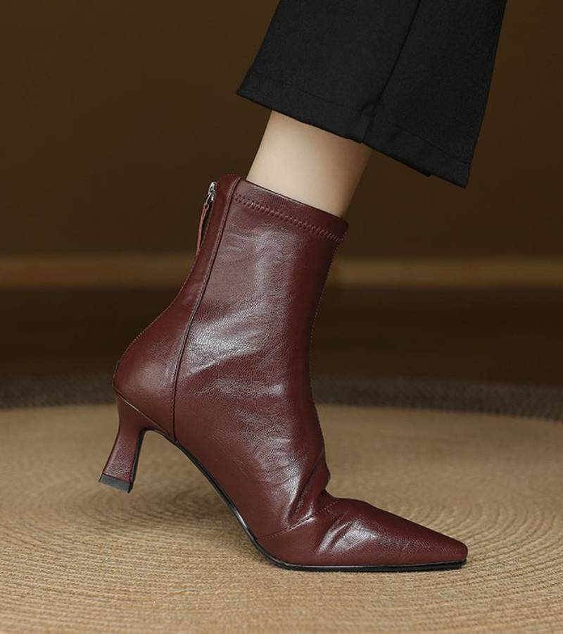 Louise | Bottines minimalistes en cuir à talon moyen