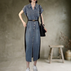 Julce | Robe décontractée en patchwork de denim