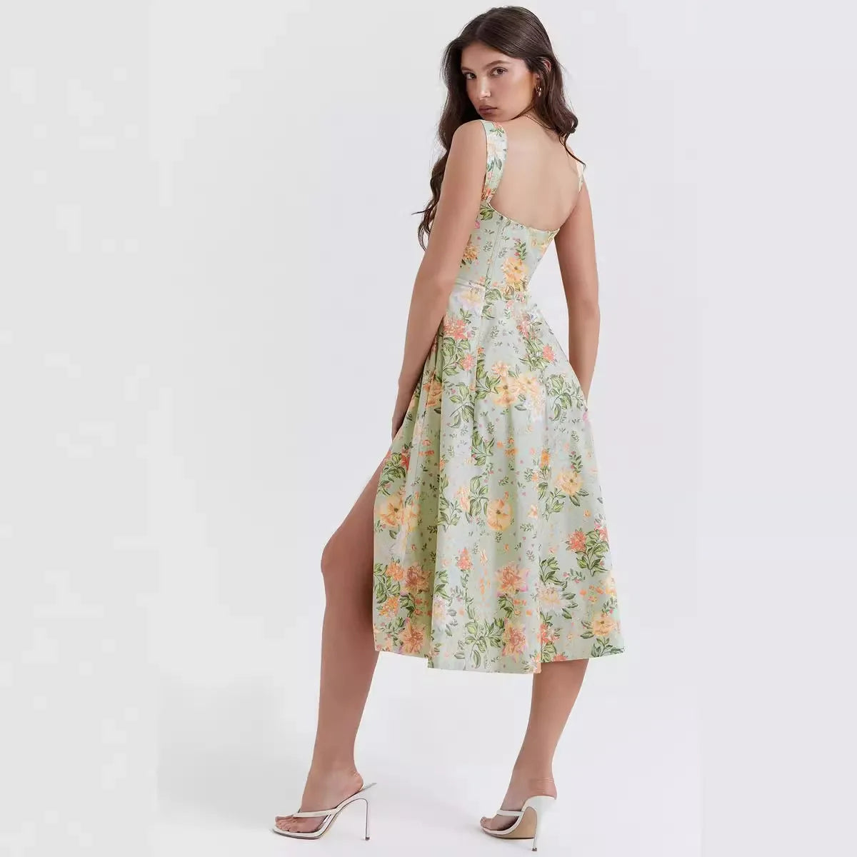 Camille | Robe Midi Fleurie Tendance Printanière Élégante