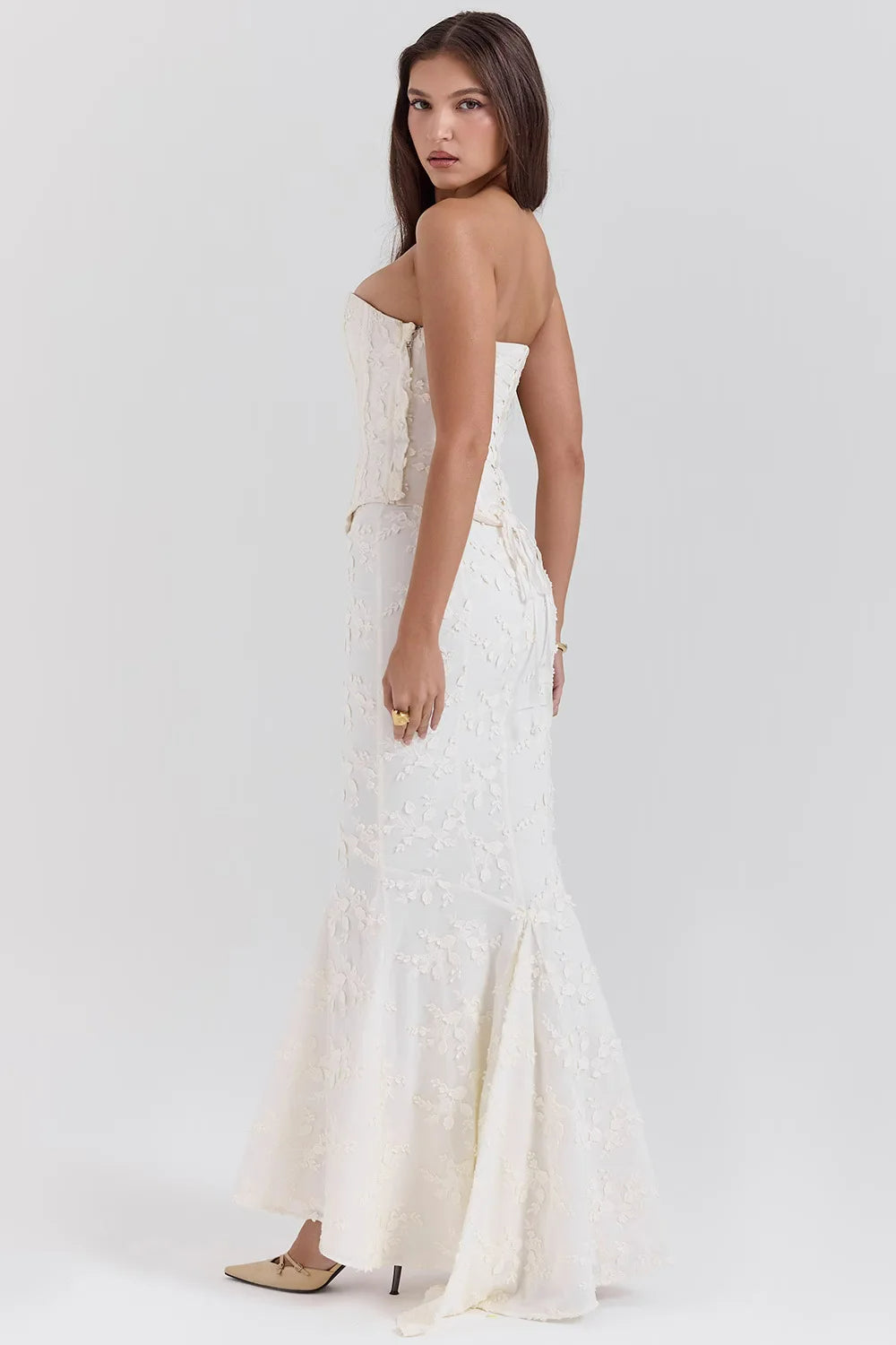 Élodie | Robe Maxi de Mariage Brodée Tendance Élégant