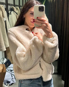 Veste Femme Casual en Fausse Fourrure Effet Laine d’Agneau