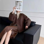 Manteau Une-Pièce Femme à Col V et Lacets