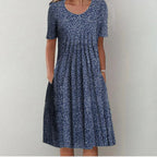 Marine - Robe Fleurie Décontractée Femme