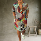 Ria | Robe colorée à col en V – Robe tendance pour femme Casual Chic