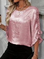 Caroline - Chemise Satinée Brillante Avec Volants Femme