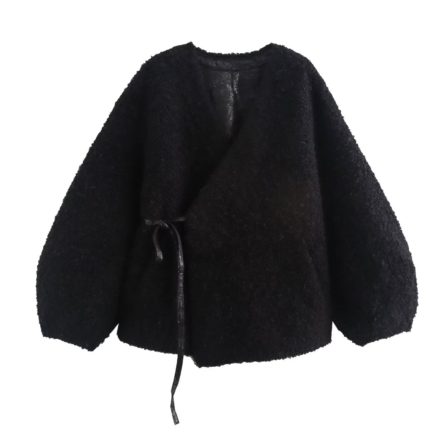 Manteau Une-Pièce Femme à Col V et Lacets