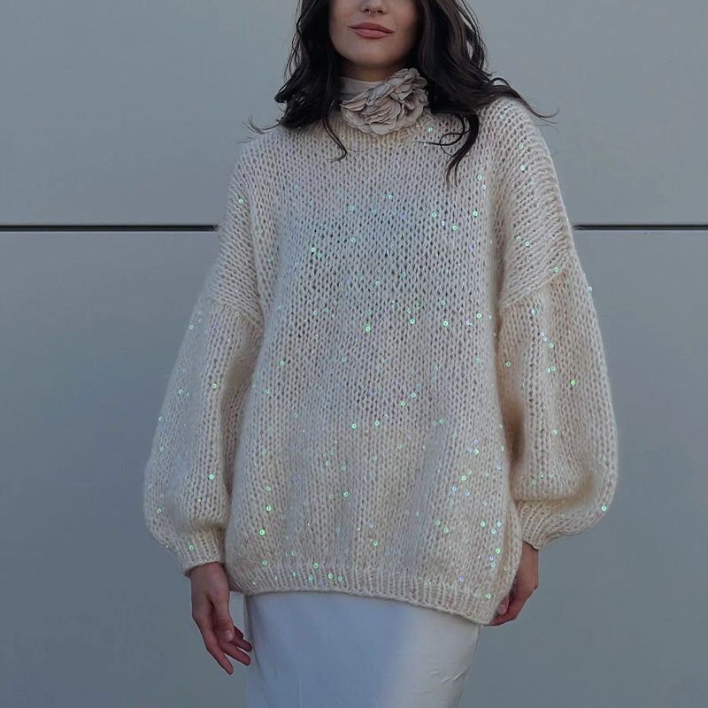 Pull Femme à Sequins en Mohair Lumière
