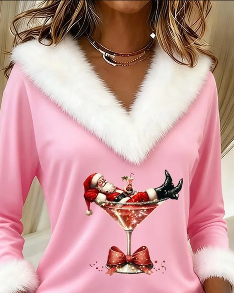 Santa | Haut festif élégant à col en V