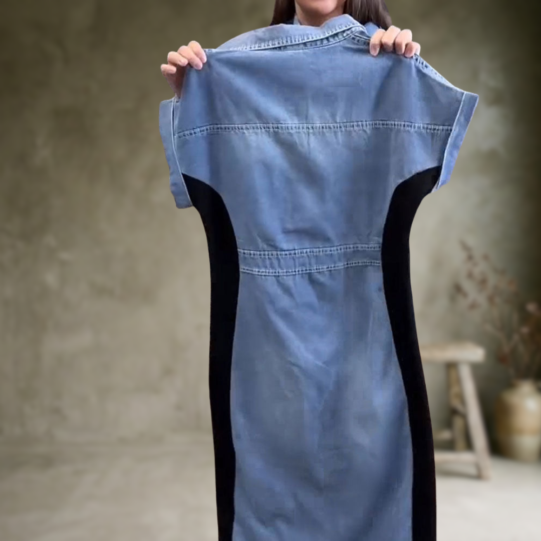 Julce | Robe décontractée en patchwork de denim