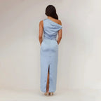 Coralie | Robe Maxi Satin Drapé Tendance Élégant