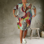 Ria | Robe colorée à col en V – Robe tendance pour femme Casual Chic