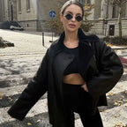 Veste Oversize à Col Réversible en Fausse Fourrure