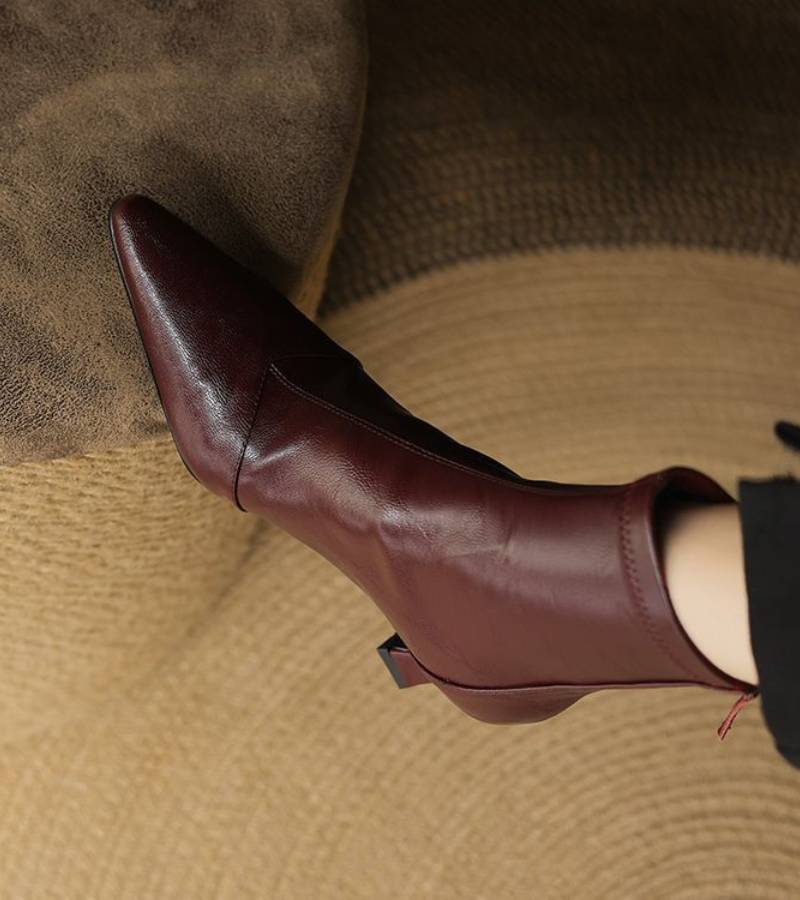 Louise | Bottines minimalistes en cuir à talon moyen