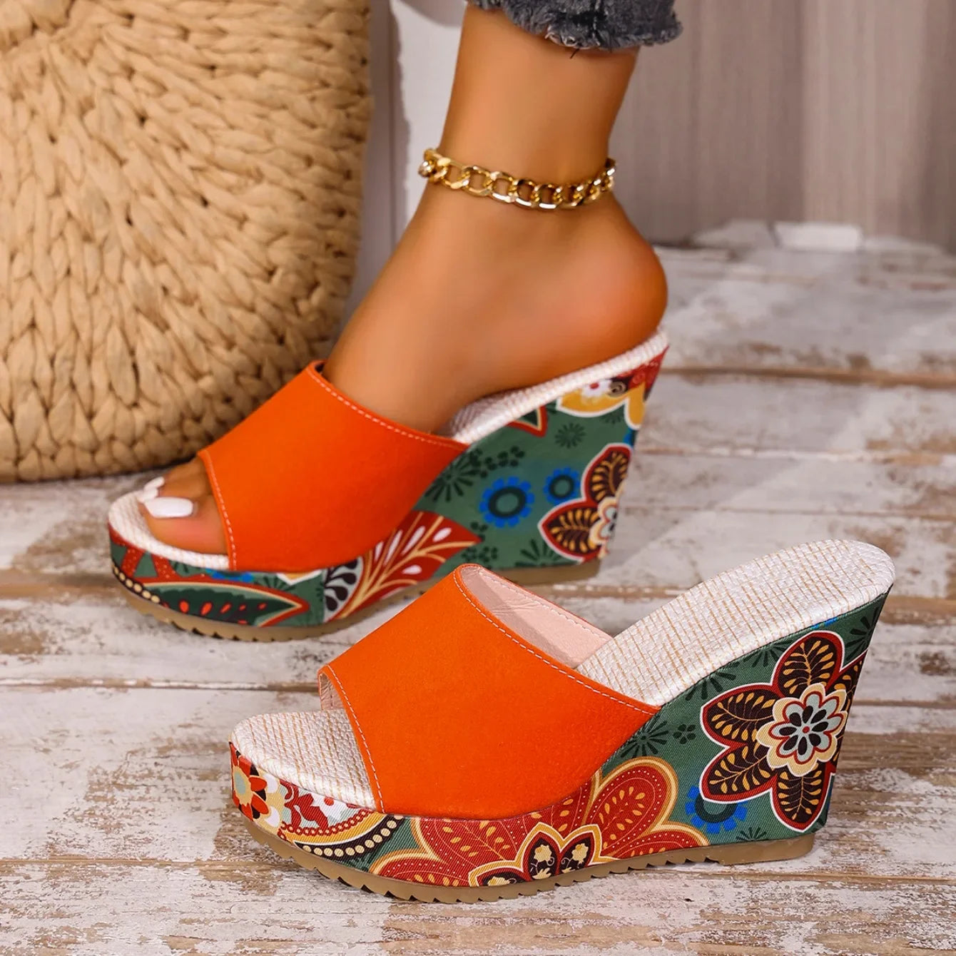 Joelle | Mules sculpturales à talon fleuri