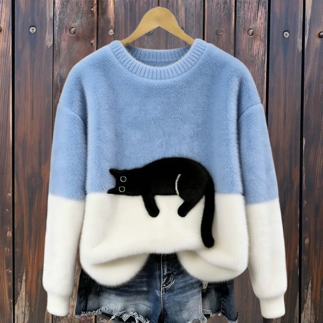 Lunea | Sweat Femme avec Motif de Chat