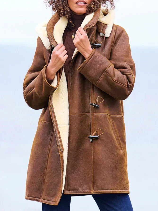 Gabrielle - Manteau Capuche Décontracté Élégant Femme – Marron