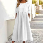 Claire - Robe Mi-Longue Lin Décontractée Femme
