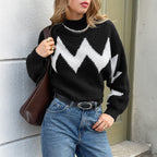 Pull Femme Motif Chevron Noir & Blanc MonoChic
