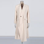 Manteau Long Femme Coupe Slim à Boutonnage Asymétrique