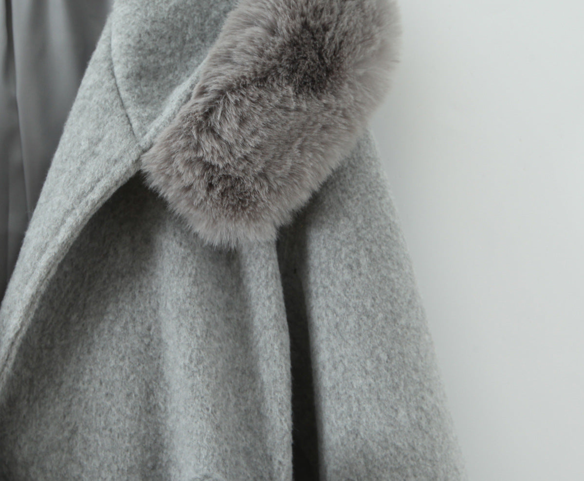 Manteau en laine à capuche FurPatch