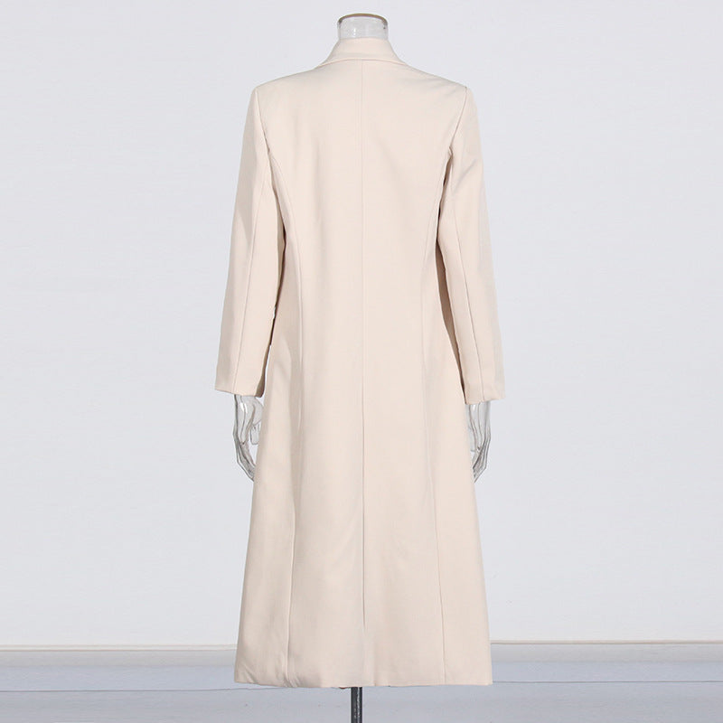 Manteau Long Femme Coupe Slim à Boutonnage Asymétrique