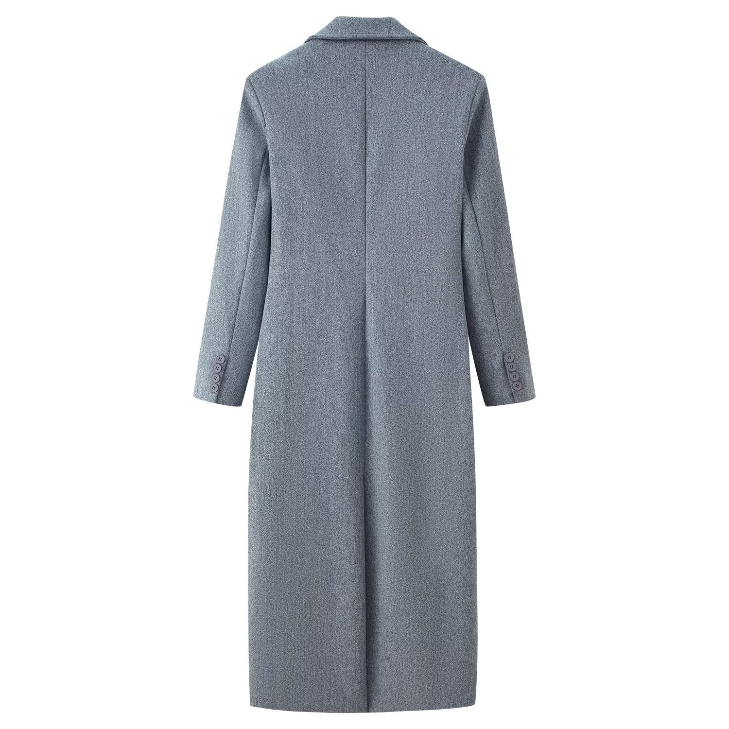 Manteau Long Femme Ceinturé à Col Revers