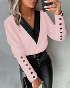 Blouse Femme Col V À Manches Bouffantes - Roxane