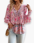 Chemise Ample Imprimée Pour Femme | Été Chic – Rose