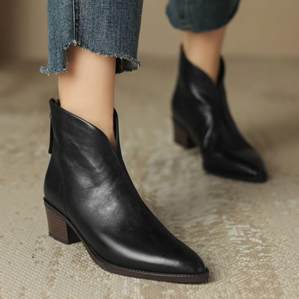 Anita - Bottines de luxe à talon bas
