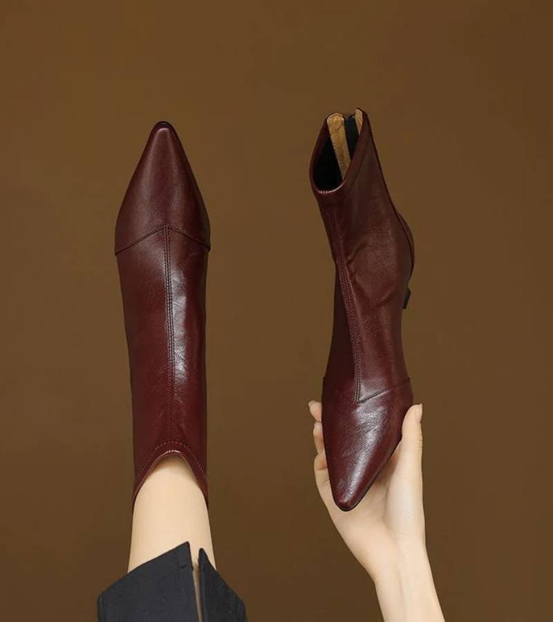 Louise | Bottines minimalistes en cuir à talon moyen