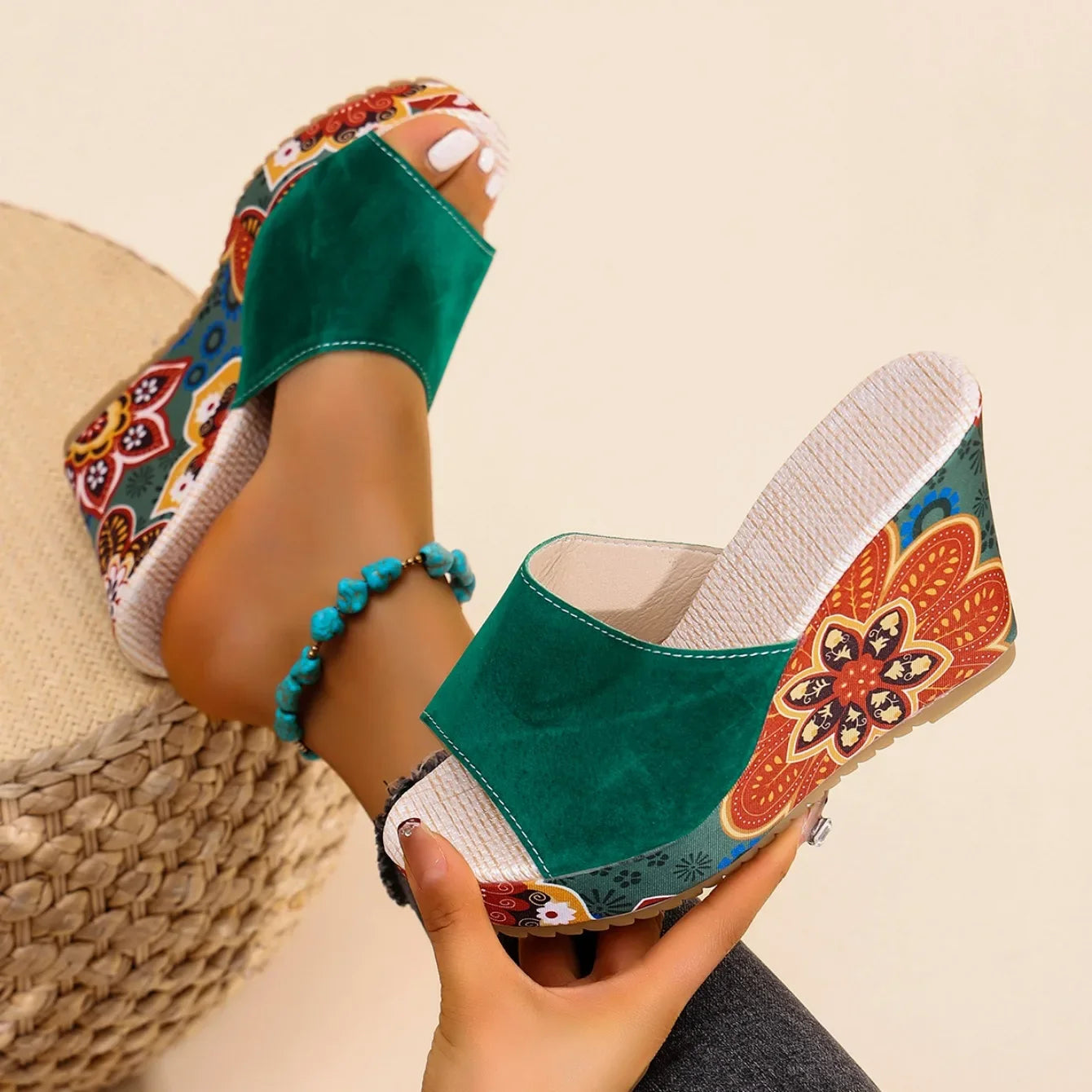 Joelle | Mules sculpturales à talon fleuri