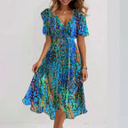Robe Midi Femme Fleurie Élégante - Linda – S