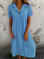 Véronique - Robe d'Été en Lin Légère – Bleu