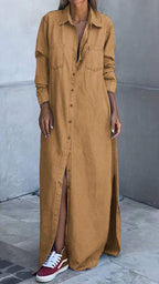 Sandrine - Robe Chemise en Jean Longue Chic