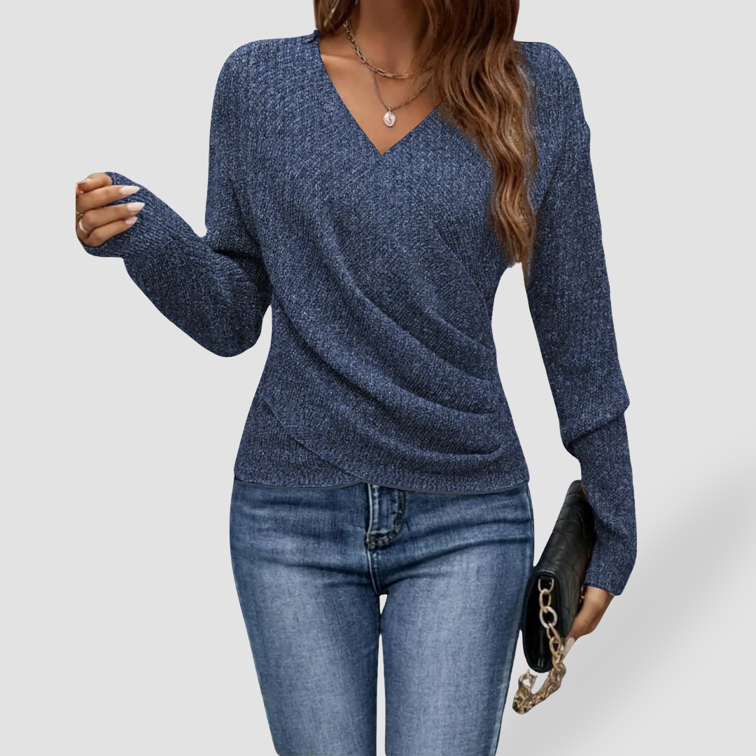 Camille | Top élégant à encolure en V et effet drapé
