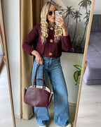 Cardigan En Maille Boutonné Avec Poches