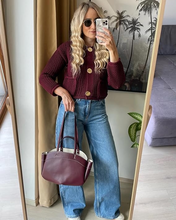 Cardigan En Maille Boutonné Avec Poches