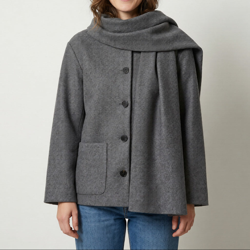 Manteau Chic à Col Écharpe Wool-Blend