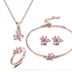 Arbour – Parure de bijoux 4 pièces avec patte et cœur en zirconia