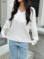 Pull Femme Col V Élastic