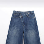 Jean Large Taille Asymétrique à Boutons Salia