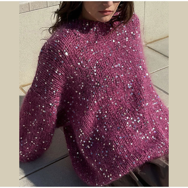 Pull Femme à Sequins en Mohair Lumière