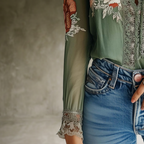 Tina | Blouse en dentelle à imprimé floral bohème