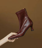Louise | Bottines minimalistes en cuir à talon moyen